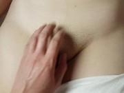 Preview 1 of neighbor jerking off dick, cum on pussy
