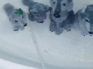 Peeing on my plus wolves #1