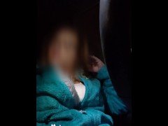 Amateur MILF masturbates in car in public almost caught loud moaning orgasm