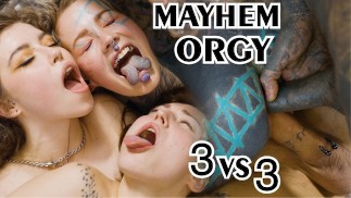 hardcore alternative ORGY - 3 on 3 anal fuck - ATM, gape, DP, facial -  Mina K, Eden Ivy, Anuskatzz