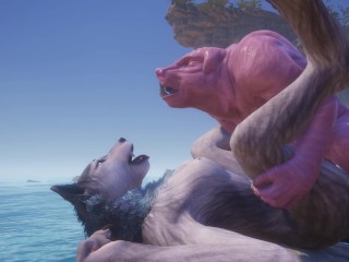 Pig Beast (Borco) Wordt Op Pist / Cums Hard in Vrouwelijke Wolf (Rasha) / Wild Life Furry