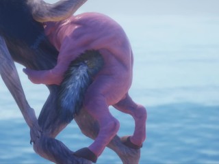 Pig Beast (Borco) Gets Pissed On / Cums Hard Inside_Female Wolf (Rasha) /Wild Life Furry