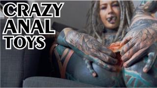 Big SQUIRT From Tattoo Girl In High Heels Hard ANAL Strech ATM Big Dildos GAPE Prolapse Play