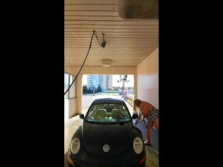 Sissy Washes Car in Public in Womans Swim Suit!