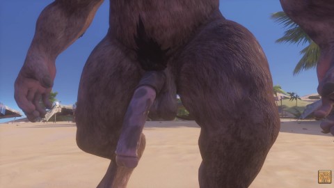 Twink Guy Fucks with two Huge Furry (POV)