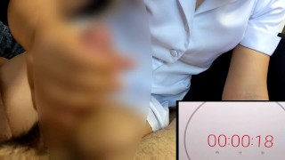 Ejaculation Timer Plump Nurse Handjob Japanese Amateur Pervert