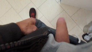 At The Supermarket A Sexy Guy Risks Getting Cock Out In Public And Masturbating A Little