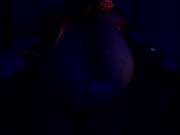 Preview 3 of Caged Sissy fucked with a huge glowing dildo in the black light