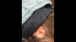 Cub sucking off chaser in the woods