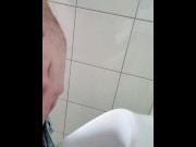 Preview 5 of Hairy Bob Pussy is rubbing clitoris on public men toilett