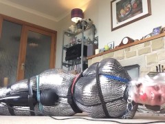 Sissy catsuit vibrator bondage orgasm