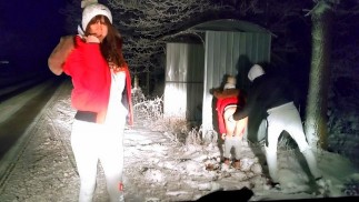 My husband's friend fucks me by the road, driving me home
