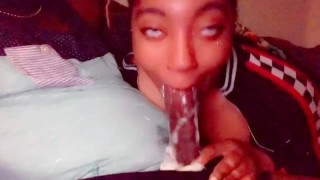 She came back for more of this big black cock only to get her wet throat pump a cum bbc vs ebony