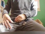 Preview 1 of Hot guy jerks off and shoots a big load of cum onto his leg