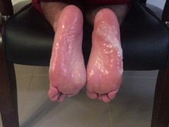 Go ahead jerk off and ejaculate all over my feet - Loads of cum - Bukake foot fetish