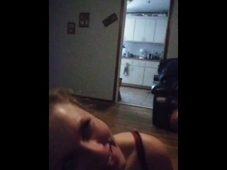 playful wife laughs about cum in her eye