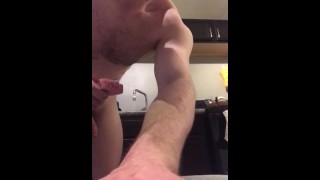 Attractive Man Wiggles His Ass While Washing Dishes