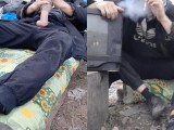 A homeless man found a masturbator in the trash and fucked him hard