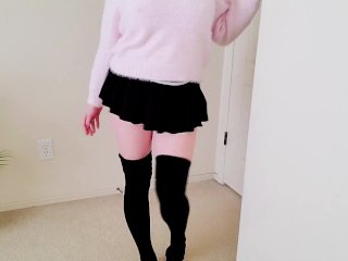 solo female, pink fluffy sweater, pale skin, verified amateurs