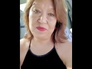 Preview 6 of Hairy pussy pissing pee in a public parking lot! Mature Latina granny