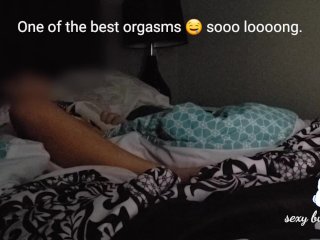 watching porn, female orgasm, under sheets, milf amateur