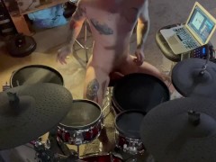 Young punk rocker with big dick jams out 