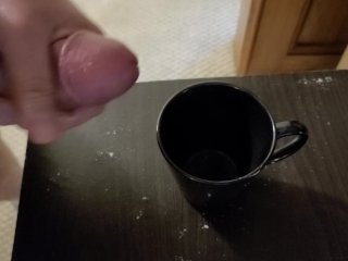Filling a cup with cum part 2