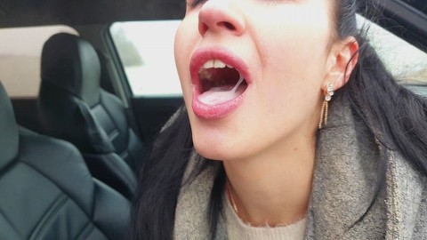 Mouthful of cum near the road