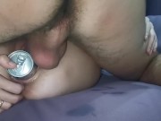 Preview 4 of Cumshot in the ass while her pussy was filled with a can of red bull.