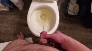 POV Holding My Small Flacid Cock While Peeing After Not Pissing All Day