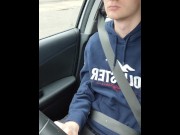 Preview 1 of Twink gets horny in the car ans plays with his dick