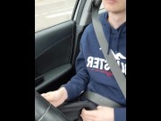 Preview 5 of Twink gets horny in the car ans plays with his dick