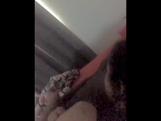 big dick, vertical video, cum in her panties, huge cumshot