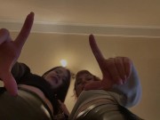 Preview 5 of POV Butt Drops and Spitting Femdom With Mistresses Kira and Sofi