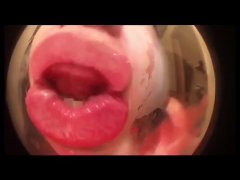 Spitty glass kissing and lip sniffing 