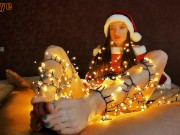 Preview 4 of Christmas sexy santa gives a present: blowjob, footjob and cum on face