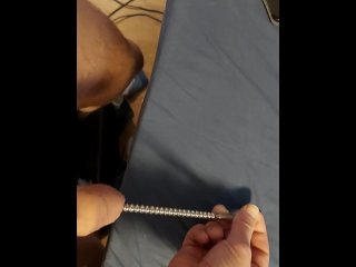 solo male, toys, urethral sounding, vertical video