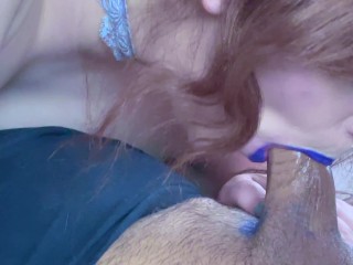 4K Ice_Queen in Purple Lipstick Pins Down Adventurer and Deepthroats Cock up Close For Throatpie