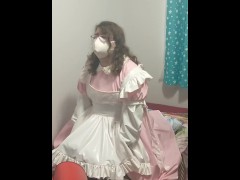 Pink PVC Sissy Maid Vibratior pillow hump Breathplay
