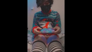 Femboy plays and cums on pop-it he got for Christmas