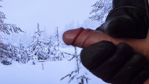 JERKING OFF IN THE WINTER FOREST