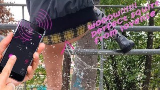 In The Park I Use A Public Remote Vibrator To Control My Pussy With Lush