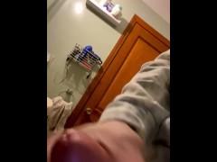 Young guy strokes himself for a huge load 