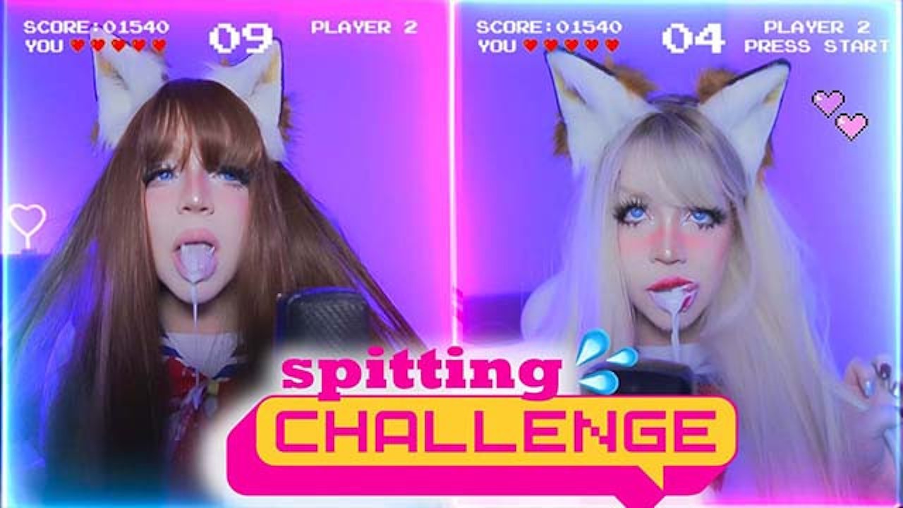 me VS my stepsister 💦SPITTING CHALLENGE💦 *ASMR Amy B* YouTuber Twitch  Streamer