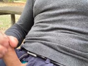 Preview 4 of Public jerking-off on a bench at the park