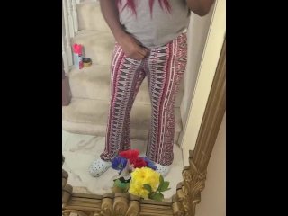 Trans jerks on staircase