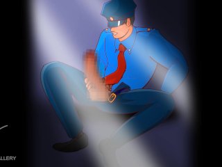 A policeman with huge dick proud of Massive ejaculation