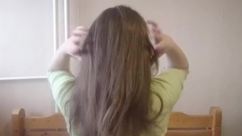 Hair combing,hair fetish