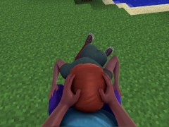 Minecraft: Testing Alpha version Steve cum on Alex