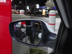 Caught Gf in leather  mastrubating at gas pump in public,and not care.